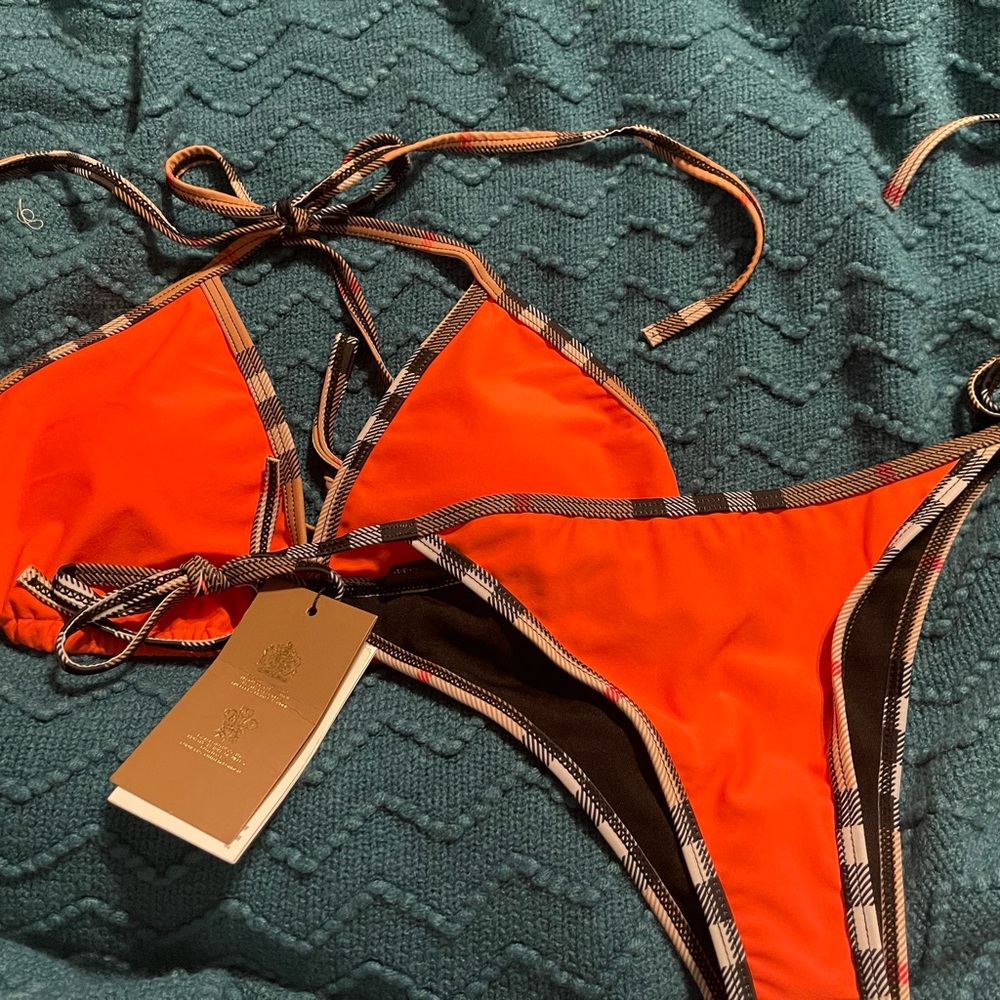 Burberry Orange Plaid Bikini